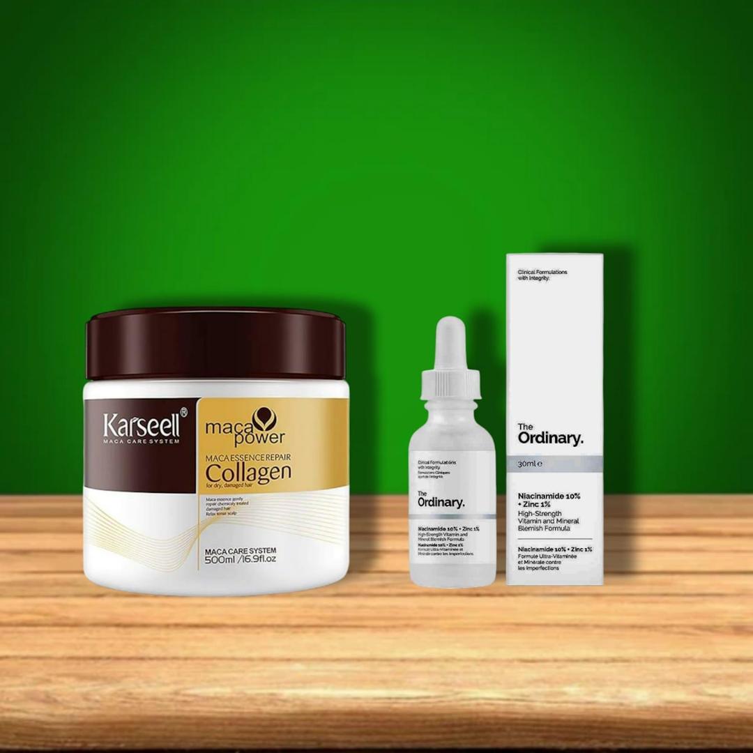 Ordinary 2 in 1 Bundle Niacinamide Serum+Maca HAir Treatment Mask Eid Special