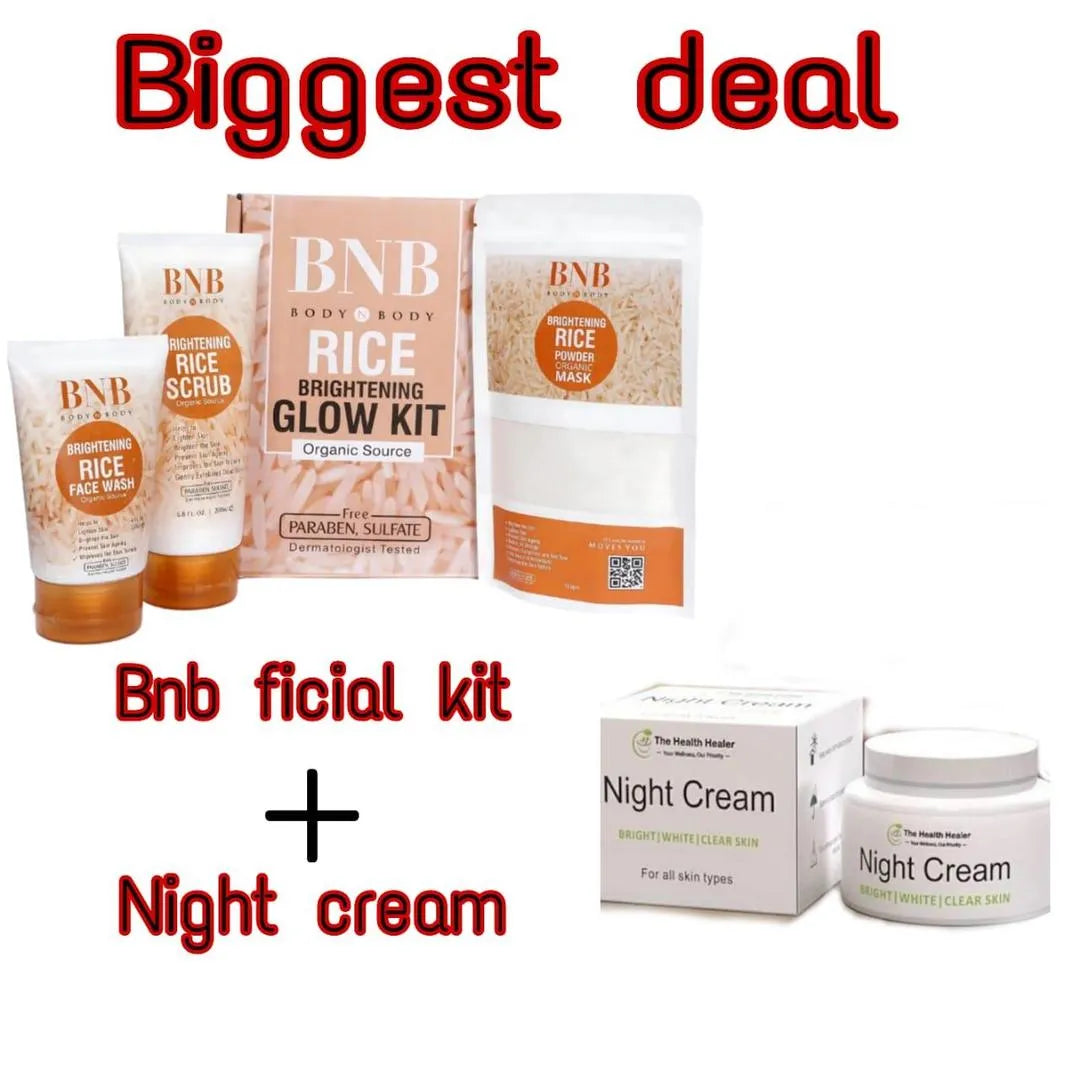 BNB 4-in-1 Rice Glow Kit + Night Cream Bundle Eid Special Sale